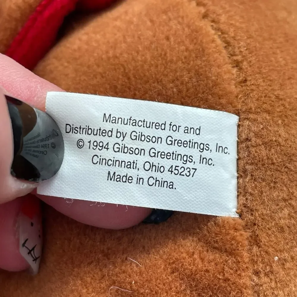 Vintage Gibson Greetings Turkey Plush 1994 Mr Gobbles Thanksgiving Stuffed Bird